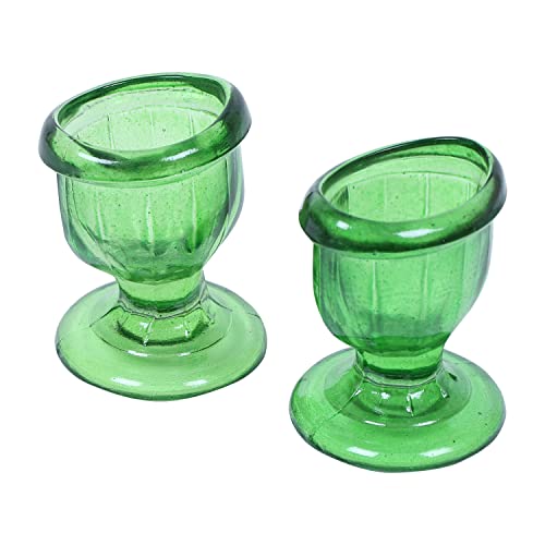 QIMACPLUS Glass Eye Wash Cups Green With Engineering Design To Fit Eyes For Effective Eye Cleansing, Eye Shaped Rim, Snug Fit Superior, Smooth Edge Set Of 2 Pcs (Green) - Image 2