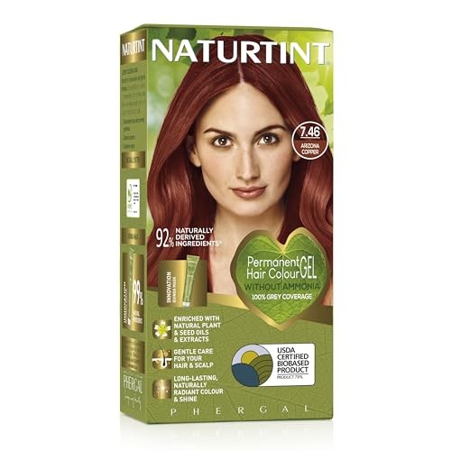 Naturtint Permanent Hair Colour Gel 7.46 Arizona Copper Plant Enriched Biobased Ammonia Free Long Lasting Grey Coverage and Radiant Colour Nourishment and Protection