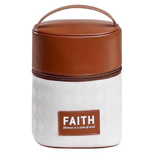 Bolsa de maquiagem vertical acolchoada de grande capacidade - Bolsa de armazenamento de cosméticos de luxo e higiene pessoal de viagem, Marrom, Bolsa cosmética