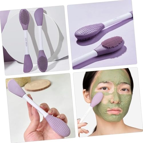 Image of Pack Of 2 Silicone Applicator 2 in 1 Soft Bristle Face Scrubber Beauty Tool Double-headed Silicone Mask Brush Face Cleansing and Applying Mud Mask Beauty Salon Special Brush Smear Tool For Facial