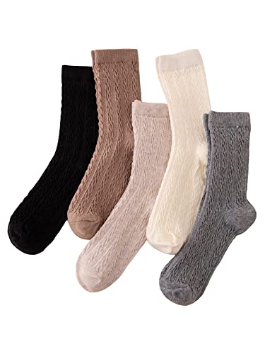 Milumia Women's 5 Pairs Cable Knit Crew Socks...