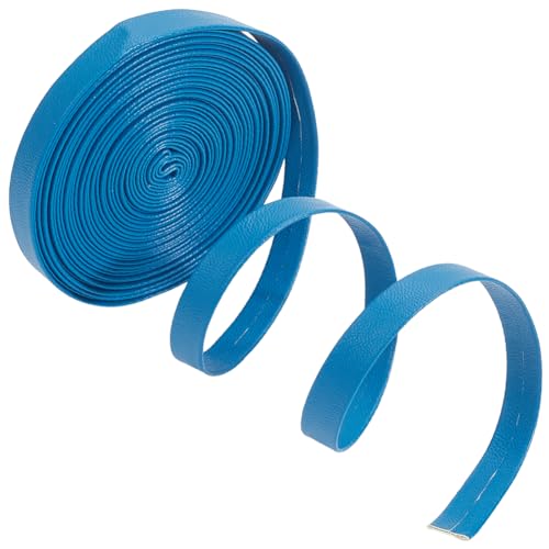 GORGECRAFT 5m x 10mm x 1mm Faux Leather Cord, Deep Sky Blue, Double Sided PU Leather Strap, Lychee Grained Design, Versatile for DIY Crafts, Jewelry, Tooling