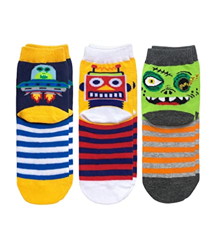Image of Jefferies Socks Boys' Robot Alien Zombie Fun Novelty Pattern Crew Socks 3 Pack