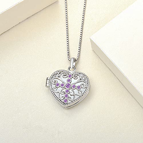 Yl Cross Locket Necklace Sterling Silver Heart Pendant Created Amethyst Filigree Jewelry For Women #TOP3