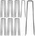 OuYi 100 Fence Anchors 12 Inch Garden Stakes/Spikes/Pins/Pegs 11 Gauge Galvanized Steel, Anchoring Landscaping, Weed Barrier Fabric, Ground Cover 100 Pack