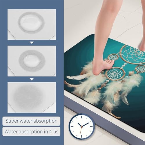Tapis absorbant l'eau antidérapant attrape-rêves plume de sol 60x40 cm - 7