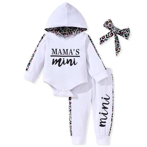 Image of MINIFEIKO Baby Girl Long Sleeve Infant Hoodie Romper Pants Outfit