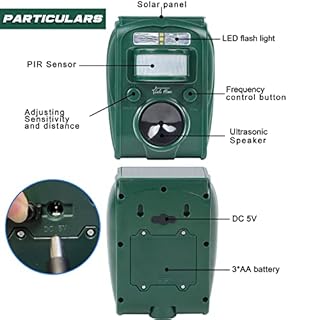 Lulu Home Ultrasonic Animal Repeller, Outdoor Weatherproof Solar Powered Rodent Repeller with Motion Activated Flashing LED Light, Repel Dogs, Cat, Squirrels, Raccoon, Rabbit, Fox & More