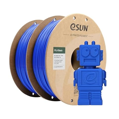 eSUN PLA Filament 1.75mm, PLA Basic 3D Printing Filament Dimensional Accuracy +/- 0.05mm, 1KG per Spool, 2 Spools for 3D Printers,Blue+Blue