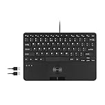 Perixx PERIBOARD-526 US, Wired Mini USB Keyboard with Trackball - X Type Scissor Keys - 11.18x7.17x1.1 Inches - Build-in 2 USB Hubs - US English
