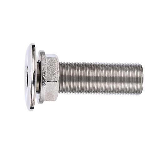 Amarine-Made Straight Thru-Hull Valve Fitting Fully Threaded Stainless Steel 316 Boat Thru Hull For 3/8-Inch Interior Diameter Hose Thru Drain Boat Hose #TOP5