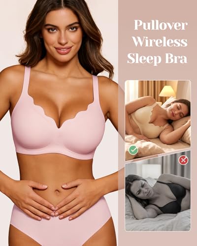 Image of Vinfact Plunge Jelly Bras for Women No Underwire Wireless Lift Full Coverage T Shirt Everyday Sleep Bra