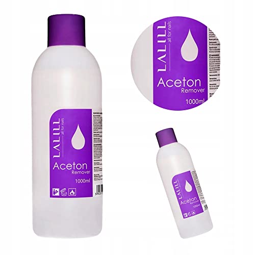 LALILL Dissolvant à L'acétone pour Vernis à Ongles 1000 ml - Dissolvant pour Vernis Hybrides, Gel, Acrylique et Conseils - Gel Polish Remover - Dissolvant pur Acétone UV pour Vernis à Ongles Cover