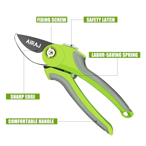 AIRAJ Secateurs Set of 2, Bypass and Anvil Pruning Shears with Rust Proof Stainless Steel Blades, Non-Slip Handle, Garden Scissors -Professional Gardening Hand Tools 5 AIRAJ Secateurs Set of 2, Bypass and Anvil Pruning Shears with Rust Proof Stainless Steel Blades, Non-Slip Handle, Garden Scissors -Professional Gardening Hand Tools - Image 5
