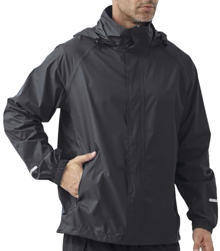 Men's Packable Waterproof Rain Jacket with Hood