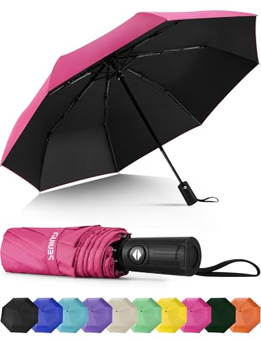 Seniny Windproof Travel Umbrella, Automatic Umbrellas for Rain, Portable & Compact for Backpack, Strong UV for Protection, Folding Small Sun Umbrella for Car, Walking