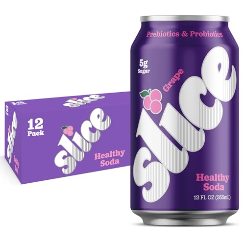 Image of Slice Healthy Soda, Grape, Prebiotic & Probiotic Soda Pop, 5g Fiber, 40 calories, 12 fl oz 12 Pack