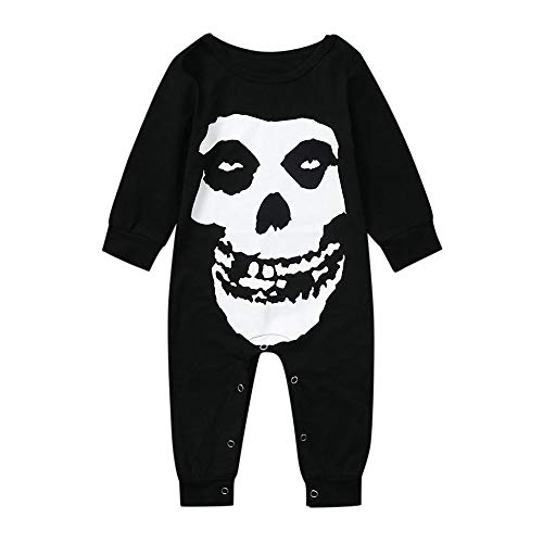 Preisvergleich Produktbild Halloween Kostüme Baby,Schädel Strampler Skelettdruck Jumpsuit Jungen Mädchen Spielanzug Cosplay Party Schlafanzug Langarm Baumwolle Outfits Set Print Body schwarz Kleidung Bekleidungssets