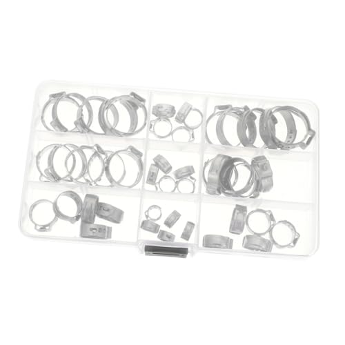 FUNOMOCYA 80pcs Hose Clamp Hose Clamp Hose Clip Hose Fixed Clamps Hose Clamp Assortment Kit Ear Clamps Garden Hose Clamp Fastener for Hose Water Drain Hose Clamp Silver Stainless Steel