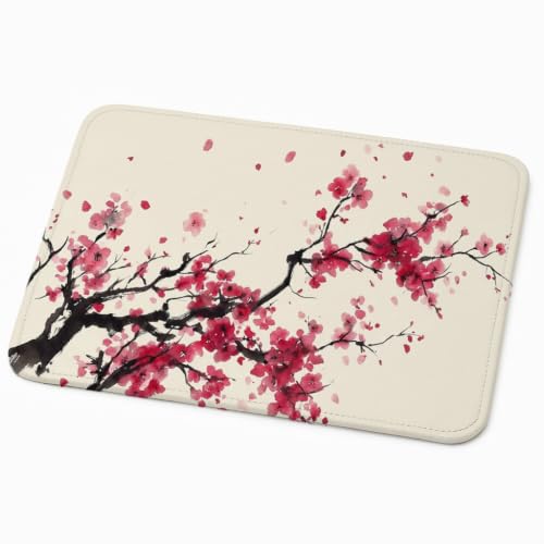 Image of Mouse Pad for Laptop & Desktop | 9x7 Inch Anti-Fray Stitched Edges | Non-Slip Rubber Base | Desk Setup Accessory for Students, Gamers & Professionals (Cherry Blossom)