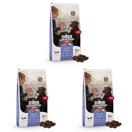 MERA Pure Sensitive Lamm & Reis, Hundefutter trocken für Sensible Hunde, Trockenfutter aus Lamm und Reis, Futter für ausgewachsenen Hund, ohne Weizen und Zucker (4 kg) (Packung mit 3)