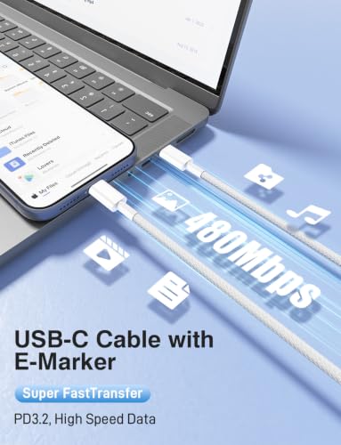 Image of 240W Braided USB C to USB C Cable, 6Ft+10Ft | Fast Charging Type C Cord for MacBook Pro /Air, for iPad Pro /Air, for iPhone 17 /16, for Samsung S26 /S25, Laptops, etc