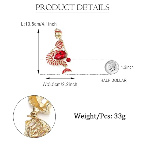 Image of EVER FAITH Women's Austrian Crystal Halloween Mermaid Skull Crown Teardrop Brooch