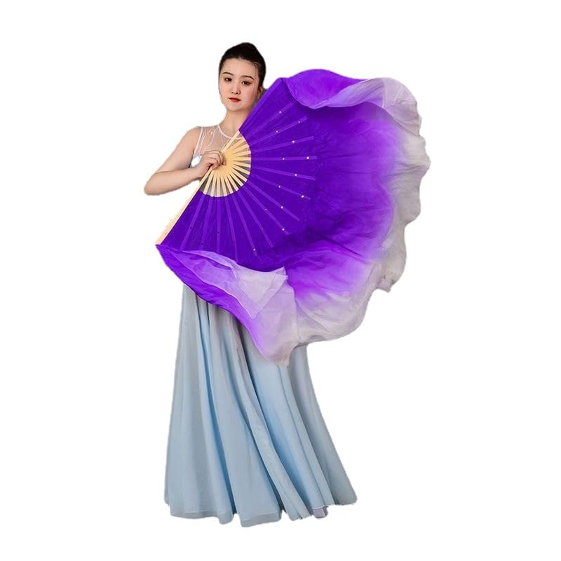 HEARTTOUCH 100% Silk Belly Dance Fan Women Hand Made Silk Dancing Fans for Taichi Kungfu Square Dance Party Stage Performance