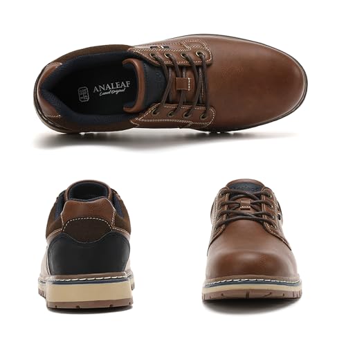 Image of ANALEAF Mens Casual Shoes Oxford Fashion Dress Sneakers Business Lace-Up Shoes
