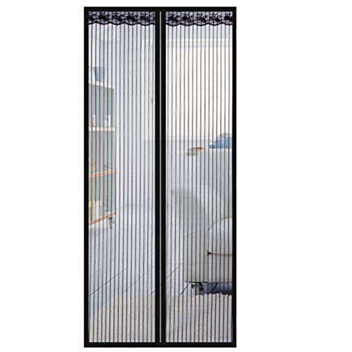 Preisvergleich Produktbild Schwarz Magnet Fliegengitter Tür,klettband Automatisch Magnetvorhang,moskitonetz,ohne Bohren Insektenschutz,für Balkon Terrasse Schwarz 100x200cm