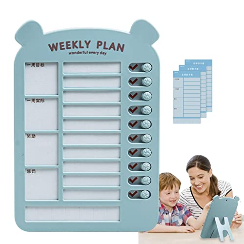 毎週のチェックリスト ボード,丈夫な To Do リスト メモ ボード ウィークリー デスク プランナー - スライディング ウィークリー プラン チェックリスト ボード 13枚のカードストック付き ウィークリー ルーチン チェックリスト ボード 子供用