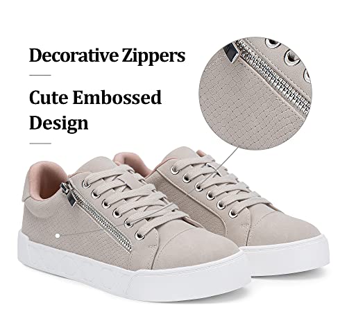 Jeossy Women's Flat Low Top Casual Fashion Sneakers Round Toe Shoes with Zipper4