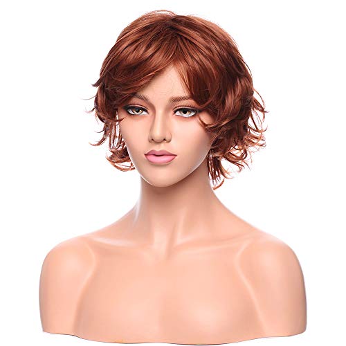 S-noilite Short Wispy Curly Pixie Cut Wig For Women Copper