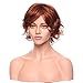 S-noilite Short Wispy Curly Pixie Cut Wig For Women Copper Red Heat Resistant Synthetic Hair Natural Daily Cosplay Costume Party Auburn Wigs