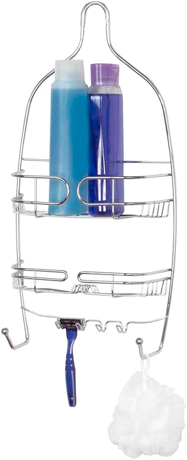 Home Basics Chrome Plated Steel Shower Caddy, Silver