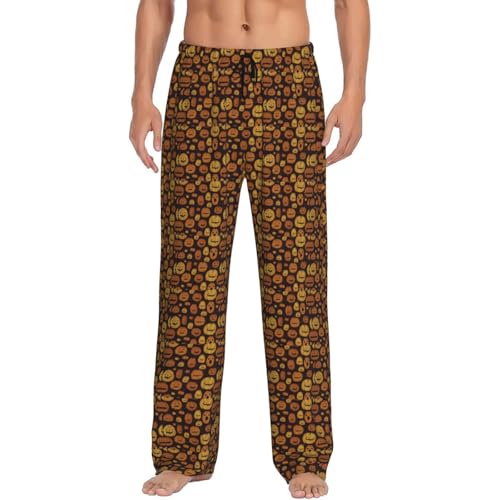 Pantalon de pyjama homme citrouille d'Halloween en tissu léger et respirant