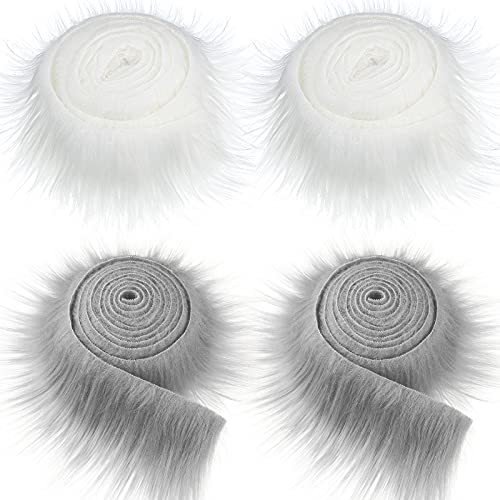 Patchs en fausse fourrure de renard gris et blanc pour décoration 5x152 cm