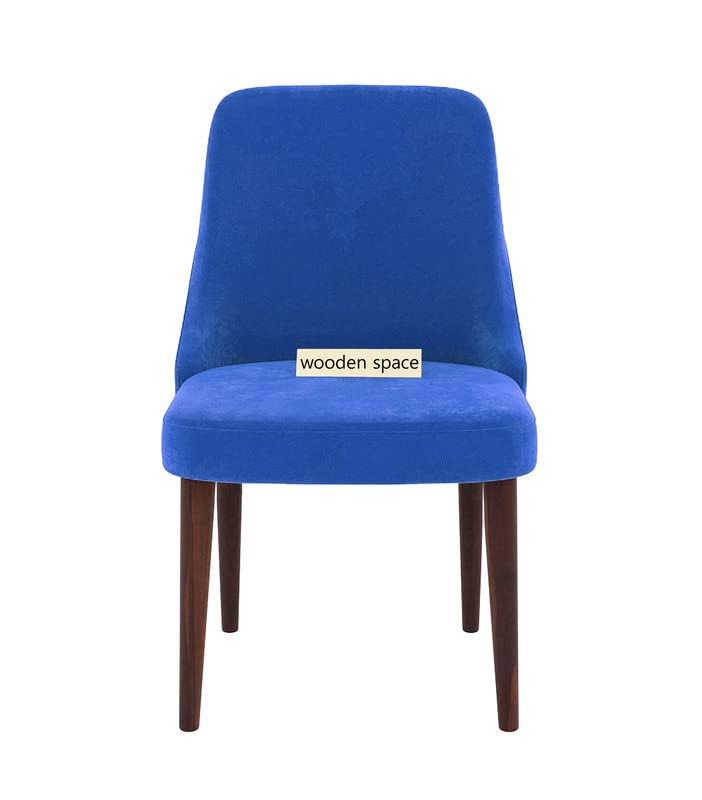 Image of WOODEN SPACE Dining Chair for Living Room Vintage Armchair with Rosewood and Holend Velvet for Living Room, Hotel, Restrorent and Home Decor - 20X19X35 Inch (Blue)