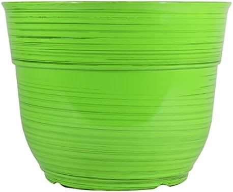 Garden Elements Glazed Brushed Happy Large Plastic Planter, Bright Green, 15"