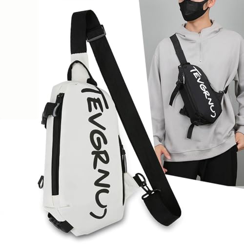 Mochila tipo bandolera para hombre y mujer blanca miniatura 2