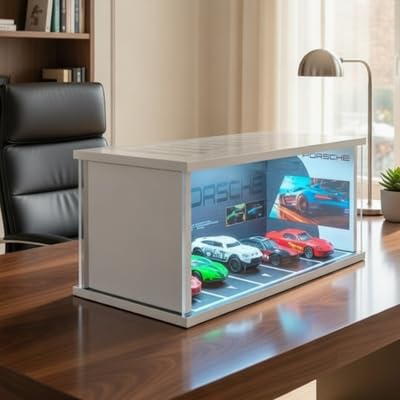 Image of Art Monk Premium LED Luxury Car Diorama Display Case for Diecast Models | Wooden Frame Car Garage Display Box with LED Light | Dustproof Collector Showcase