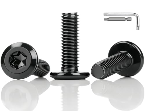 ddckj 30 tornillos M4 de cabeza plana, M4 x 20 mm, tornillos de cabeza alomada, rosca completa, tornillos de acero inoxidable, negro, para construcción de muebles y bricolaje, con llave Torx