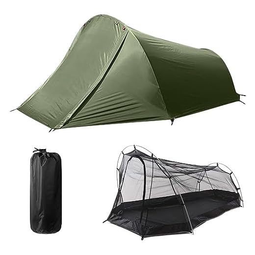 2 Personas Tienda Campaña, Ultraligera Tienda Senderismo Portátil Impermeable Ventilación Doble Capa Peso Ligero Acampar Tienda con Bolsa Almacenamiento para Senderismo Montañismo (Verde)