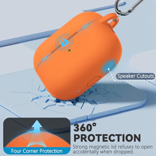 Image of Ljusmicker for AirPods Pro 3 Case 2025 with Cleaner Kit,Soft Silicone Protective Cover for Apple AirPods Pro 3rd Generation Cases for Women Men,for AirPod Pro 3 Cover with Keychain-Magnetic Orange