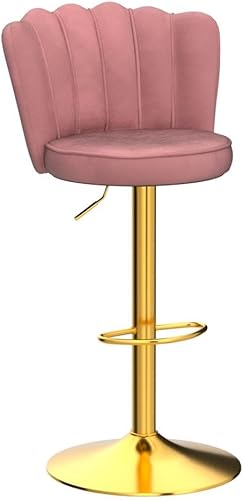 Miniatura 5 de Taburetes de bar giratorios de altura de barra, juego de 2 taburetes de bar tapizados ajustables de terciopelo con respaldobase dorada para isla de