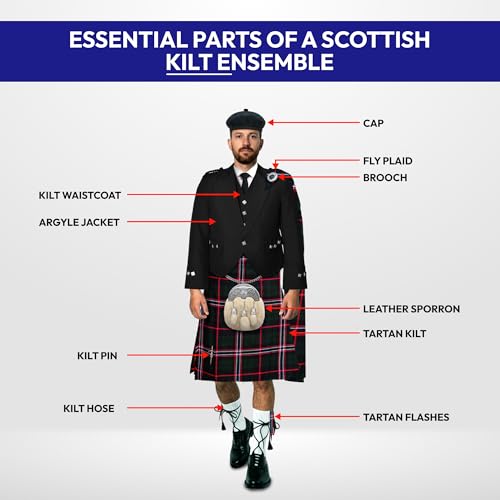Image of 8 Yard Mens Kilt - Authentic Tartan Kilt for Men Highland Outfit for Weddings & Traditional Scottish Wear
