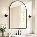 SONGMICS Spiegel für Bad, Wandspiegel, gewölbter Spiegel, Aluminiumrahmen, 91 x 61 cm, mit Sicherheitsfolie, einfache Montage, für Wohn-, Schlaf- und Badezimmer, tintenschwarz LWM011BD01
