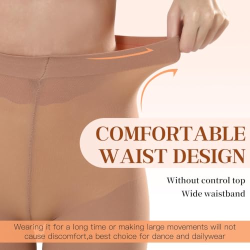 Image of MANZI Footless Tights for Women Dance Tights 40 Denier Semi Opaque Pantyhose 2 Pairs