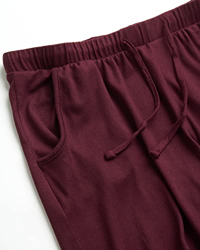 Live2Lounge Women's Pajama Set - 4 Piece Wrap Cardigan, T-Shirt, Tank Top, And Jogger Pants (S-Xl), Size Medium, Wine #TOP3