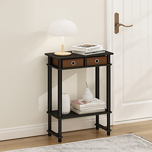 Image of Furinno Turn-N-Tube Tall-Wide Hallway Console Table with Bin, Espresso /Brown